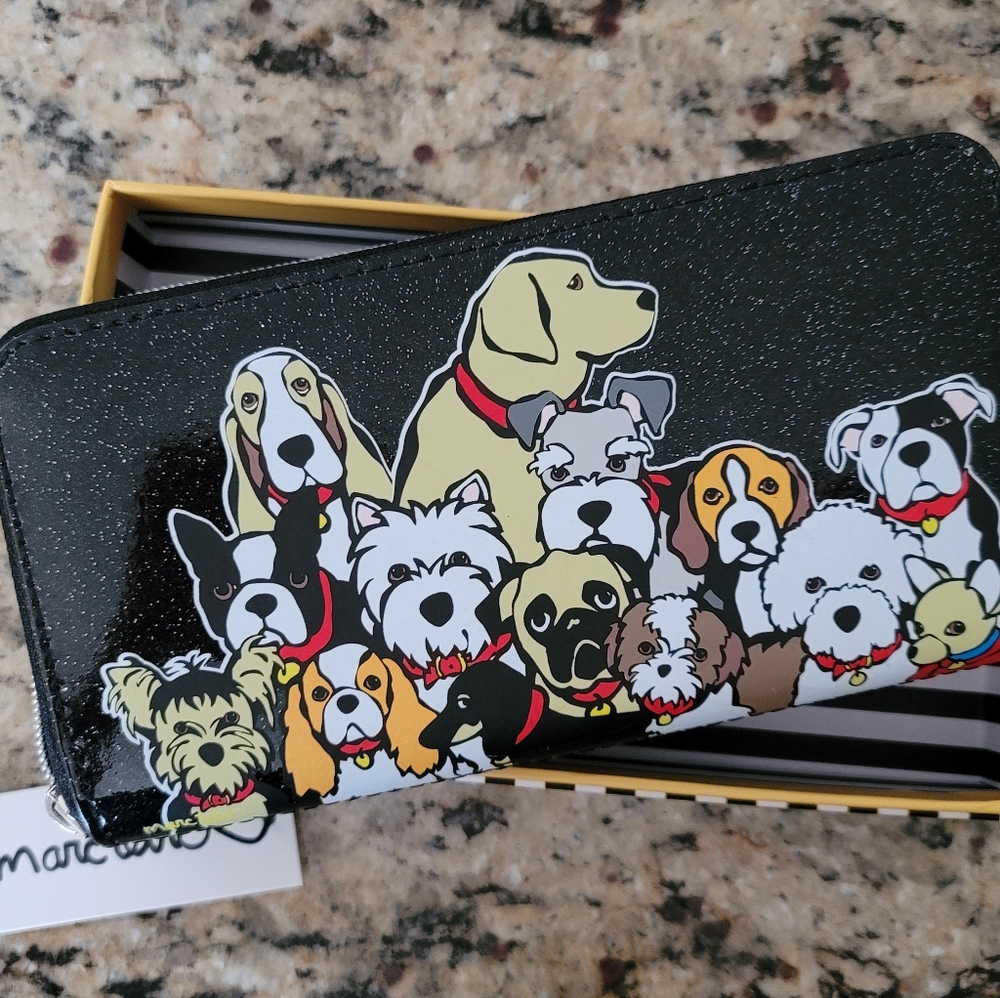 Brand New Marc Tetro Zip Wallet I Love Dogs